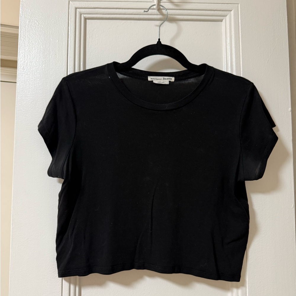 Reformation Black Short Sleeve Top